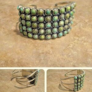 Contemporary Native Sterling Silver natural Turquoise Statement Cuff